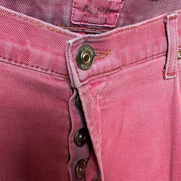 2/$30 Hudson Leigh Boyfriend Pink Button Fly Jeans Size 29 Distressed Mid Rise - Picture 12 of 16